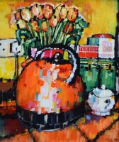 Lot 289 - Oliva Pilling, 11 O'Clock Tea Break, acrylic.