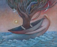 Lot 313 - Jiri Borsky, Surreal seascape, oil on board.