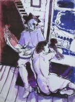 Lot 321 - Bohuslav Barlow, The Accident, mixed media on paper.