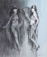 Lot 333 - Frank Martin, Bal Masque, mixed media drawing.