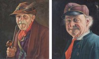 Lot 391 - Francis Xavier Wolfle, The Pipe Smoker and another similar, oil (2).