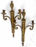 Lot 417 - Pair of bronze wall lights.