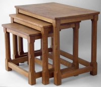 Lot 430 - Mouseman nest of 3 tables