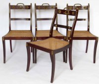 Lot 475 - Set of four Collinson & Lock brass chairs.