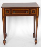 Lot 487 - Mahogany and satinwood side table.