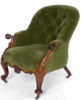 Lot 489 - Victorian rosewood button-back chair.