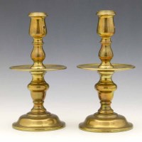 Lot 12 - Pair of Dutch brass candlesticks.