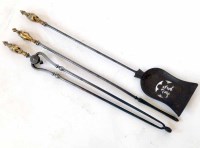 Lot 13 - Set of steel fire irons.