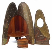 Lot 39 - Photograph frame inscribed RAF Hylton 1918 made from a propellor blade, also a box and set of shelves.