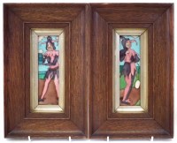 Lot 84 - Charlotte Rhead pair of tiles jesters.