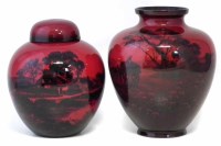 Lot 124 - Royal Doulton flambe lidded ginger jar