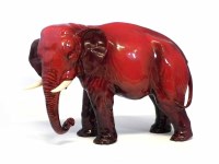 Lot 127 - Royal Doulton flambe elephant signed noke.