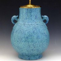 Lot 145 - Chinese robin's egg table lamp.