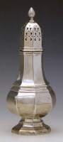 Lot 173 - Octagonal silver sugar caster, 9oz 2dwt.