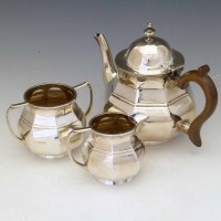 Lot 179 - Three piece silver tea set.
