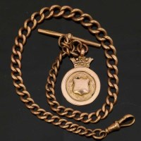 Lot 200 - 9ct gold fob on chain