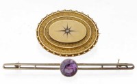 Lot 239 - Synthetic corundum bar brooch circa 1930 and