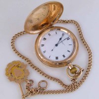 Lot 244 - 9ct gold hunter pocket watch with 9ct gold watch