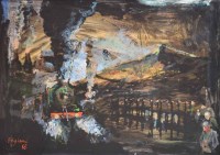 Lot 282 - Frederick J. England, Old Etruria Vale - Slag, Smoke, Coal and Potbanks, acrylic.