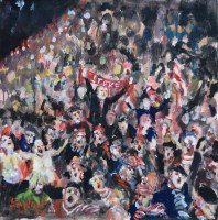 Lot 283 - Frederick J. England, Boothen End, Stoke City, acrylic.