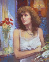 Lot 286 - Bohuslav Barlow, By the Window, oil on board.