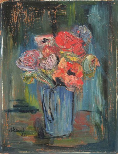 Lot 305 - J.L. Isherwood, Anemones, oil on board.