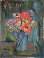 Lot 305 - J.L. Isherwood, Anemones, oil on board.
