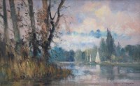 Lot 322 - Ivan Taylor, River Yare near Norwich, oil.