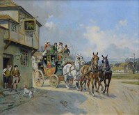 Lot 327 - Gilbert Scott Wright, Passing the Green Dragon, oil.