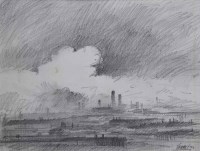Lot 358 - Trevor Grimshaw, Townscape, graphite.