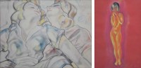 Lot 361 - Boris Smirnoff, Female portraits, crayon (2).