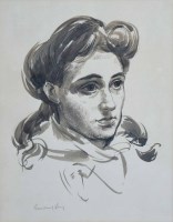 Lot 365 - Emmanuel Levy, Female portrait, ink and wash.