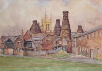 Lot 377 - A.C. White, 20th century, Normacot Road, Longton, watercolour.