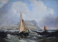 Lot 411 - English School, 19th century, Coastal scene, oil.