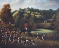 Lot 413 - Herbert St. John Jones, The Cheshire Hunt at Beeston Castle, oil.