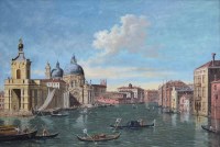 Lot 420 - Alberto Terrini, Canal Grande eon la Chiesa della Salute, Venezia, oil.
