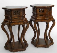Lot 458 - Pair of Chinese hardwood foliate jardinier stands