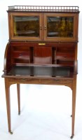 Lot 465 - Mahogany cylinder bureau.