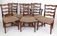 Lot 466 - Six London ladder back mahogany chairs.