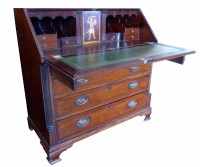 Lot 475 - George III mahogany bureau