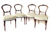Lot 537 - Four Victorian walnut balloon back salon chairs