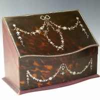 Lot 3 - Silver and Tortoiseshell desk stationary cabinet
