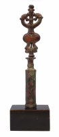 Lot 18 - Lustrian chariot rod finial, mounted on wood
