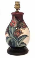 Lot 194 - Moorcroft lamp base red tulips