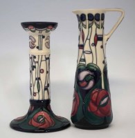 Lot 195 - Moorcroft Rennie Mackintosh ewer and candlestick