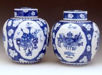 Lot 214 - Pair of Kangxi style blue and white globular