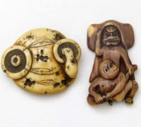 Lot 226 - Japanese ivory netsuke as a mushroom cap; netsuke
