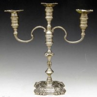 Lot 275 - Georgian style silver candelabrum.