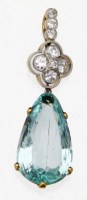 Lot 332 - Pear cut aquamarine pendant.