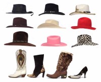 Lot 430 - Four pairs of western style leather boots, shoes and hats